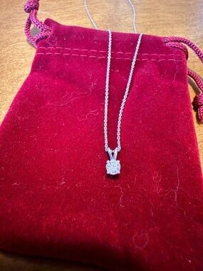 1/3 ct Lab Grown Diamond Pendant Necklace in Sterling Silver 18” Adjust Chain